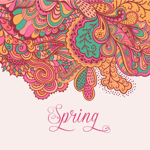 Decorative element, lace border. "Spring" lettering. — Stock Vector