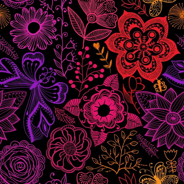 Fondo floral de arco iris sin costuras . — Vector de stock