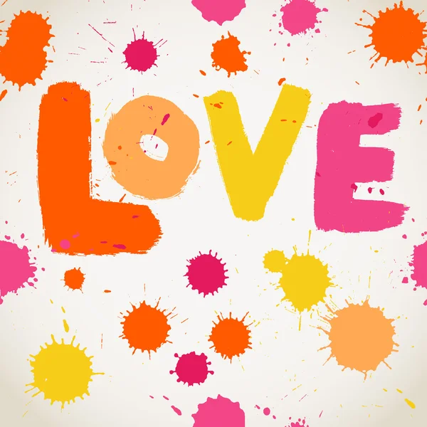 Spray paint watercolor vector seamless pattern with Love letters. Valentine's Day background. — ストックベクタ