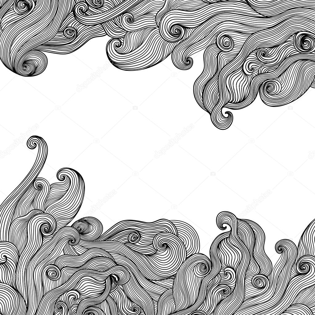 Seamless abstract hand-drawn waves texture, wavy background.