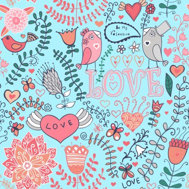 çiçek, kuş ve kelebek ile sorunsuz bir doku. sonsuz çiçek