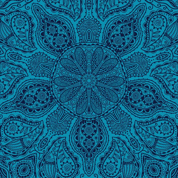 Patrón de encaje ornamental, círculo de fondo con muchos detalles, parece ganchillo encaje hecho a mano, textura sin costuras — Vector de stock