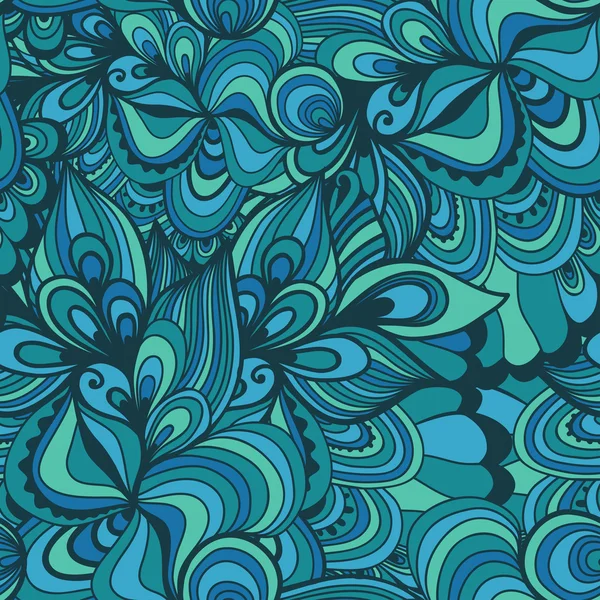 Sömlös abstrakt handritade vågor mönster, vågig bakgrund. — Stock vektor