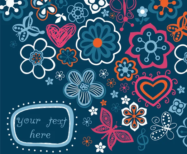 Fondo floral con marco para su texto — Vector de stock