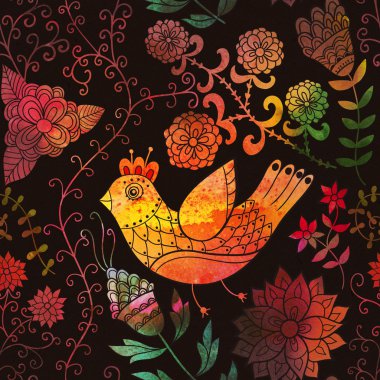 çiçekli suluboya doku