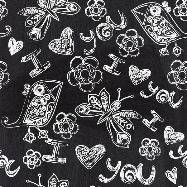 Chalkboard padrão valentine sem costura. Copie esse quadrado para o lado, você vai ter perfeitamente azulejos padrão que dá a imagem resultante a capacidade de ser repetido ou azulejos sem costuras visíveis . — Fotografia de Stock