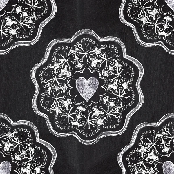 Kara tahta romantik seamless modeli yürekleri — Stok fotoğraf