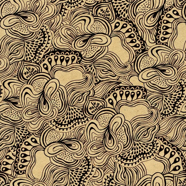 Patrón de ondas dibujadas a mano abstractas sin costura, fondo ondulado — Foto de Stock