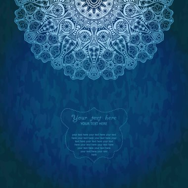 Ornamental round lace pattern, circle background with many details, looks like crocheting handmade lace on grunge background, lacy arabesque designs. Orient traditional ornament. Oriental motif clipart