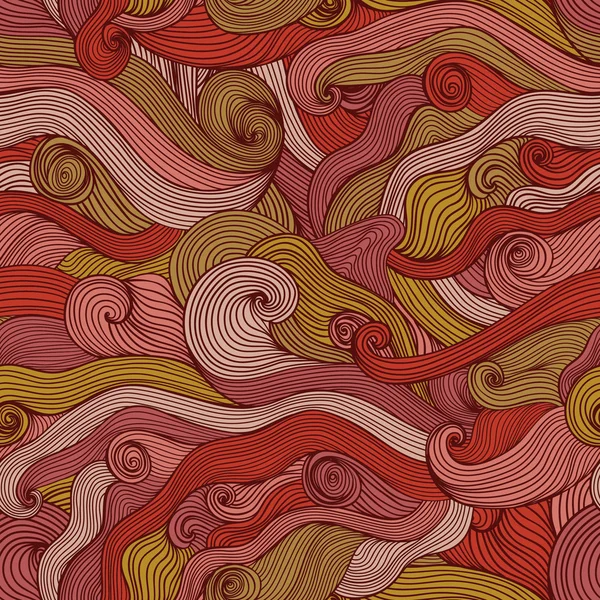 Patrón de ondas dibujadas a mano abstractas sin costuras, fondo ondulado. Mar. — Archivo Imágenes Vectoriales