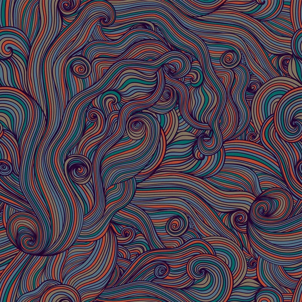 Patrón de ondas dibujadas a mano abstractas sin costuras, fondo ondulado. Mar. — Archivo Imágenes Vectoriales