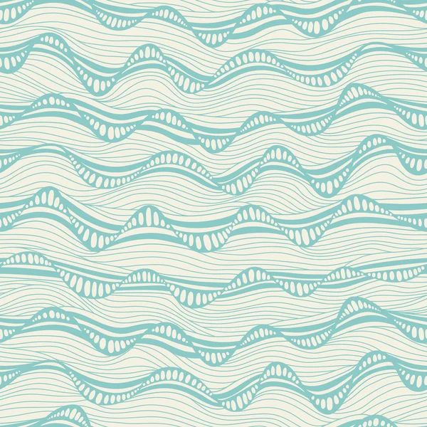 Texture abstraite sans couture des vagues dessinées à la main, fond ondulé. Un flic — Image vectorielle