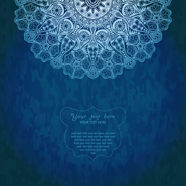 Ornamental round lace pattern, circle background with many details, looks like crocheting handmade lace on grunge background, lacy arabesque designs. Orient traditional ornament. Oriental motif