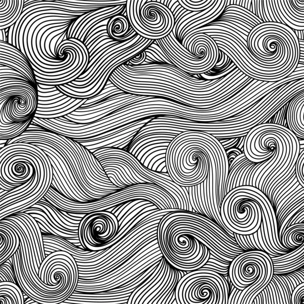 Textura abstracta sin costuras de las ondas dibujadas a mano. Copie ese cuadrado a t — Vector de stock