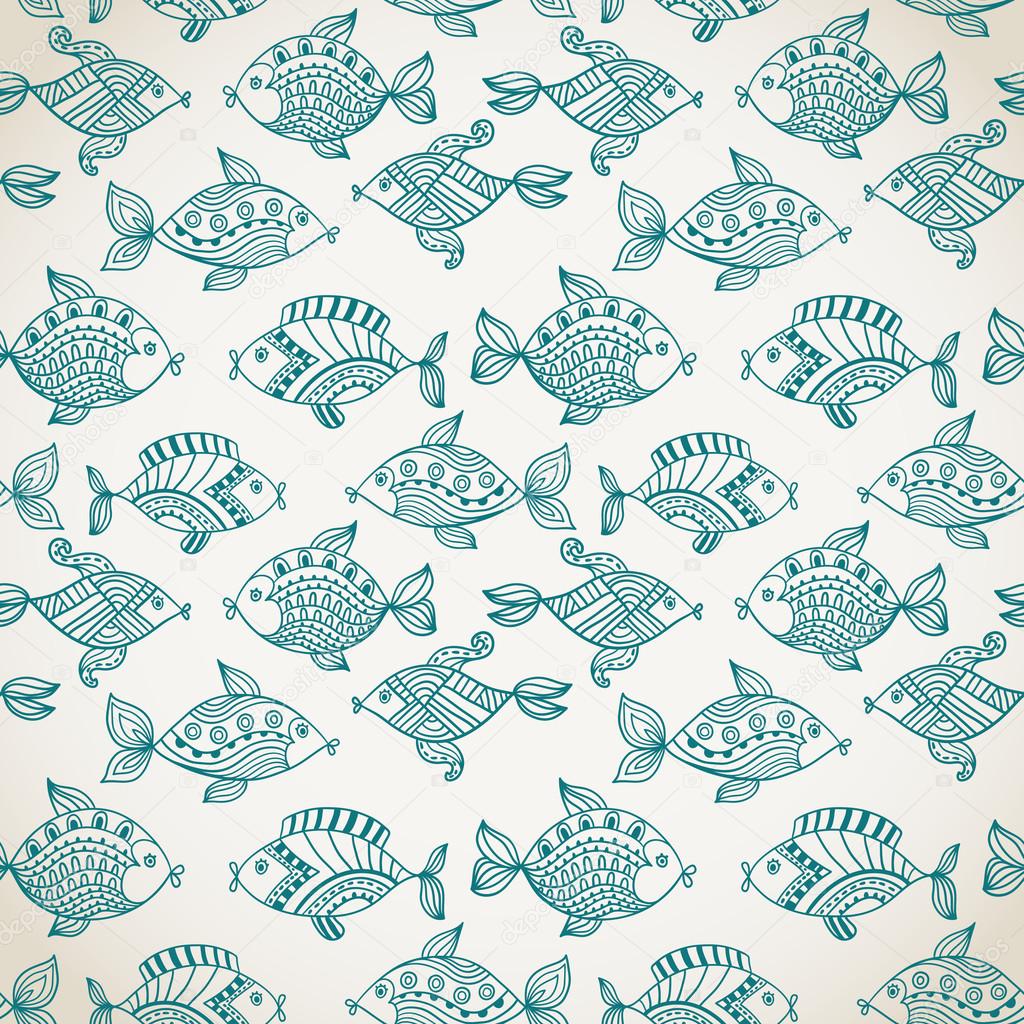 Fish pattern in abstract style