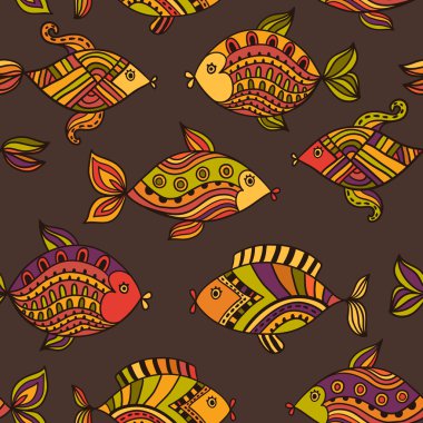 Fish pattern in abstract style. Copy square to the side and you'