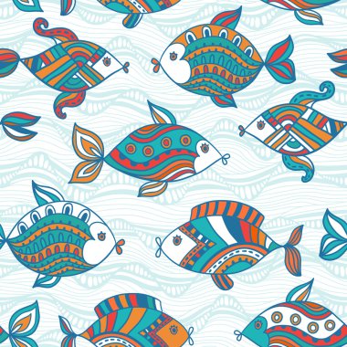 Fish pattern in abstract style. Copy square to the side and you'