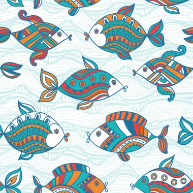 Fish pattern in abstract style. Copy square to the side and you' clipart