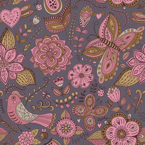 Texture florale doodle romantique. Copiez ce carré sur le côté et — Image vectorielle