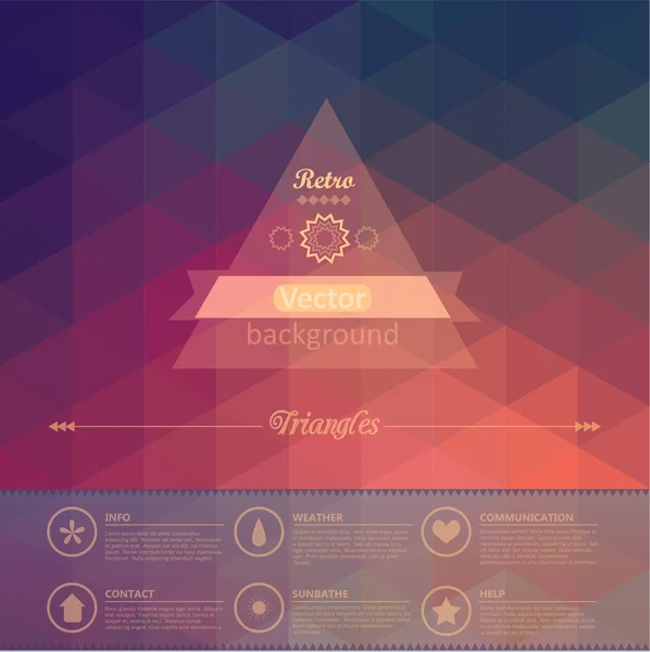 Triangolo sfondo senza soluzione di continuità. Design di etichette retrò. Infografica c — Vettoriale Stock