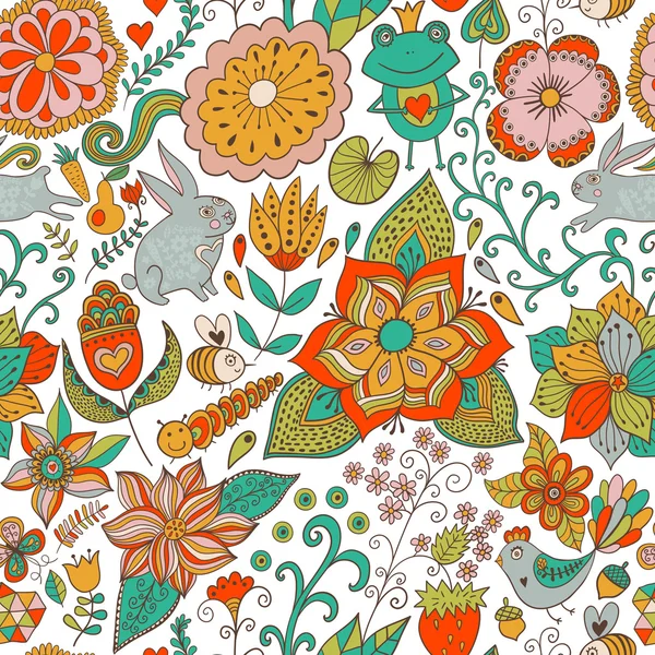 Textura floral doodle romântico. Copie esse quadrado para o lado e —  Vetores de Stock