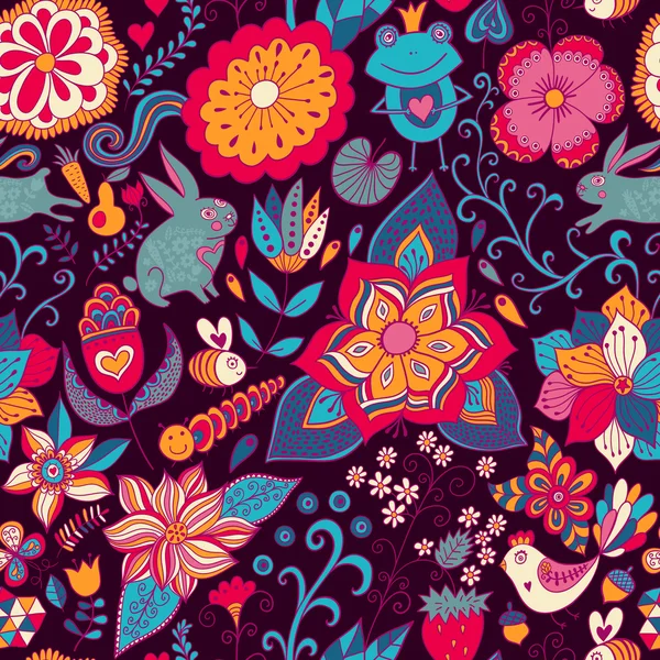 Romantik doodle çiçek dokusu. o kareyi tarafına kopyalayın ve — Stok Vektör