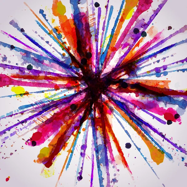 Abstrait dessin à la main aquarelle fond feu d'artifice, illustration vectorielle, teindre les aquarelles couleurs humides sur papier mouillé. Composition aquarelle pour éléments scrapbook. Carte de célébration . — Image vectorielle