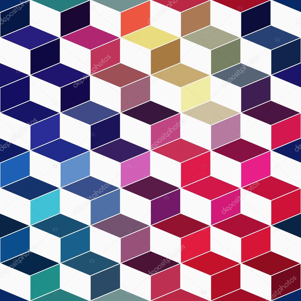 Seamless geometric pattern with geometric shapes, rhombus, color