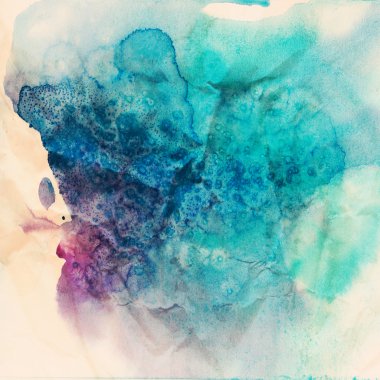 Abstract hand drawn watercolor background illustration, stain watercolors colors wet on wet paper. Watercolor composition for scrapbook elements