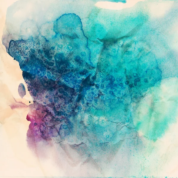 Abstract hand drawn watercolor background illustration, stain watercolors colors wet on wet paper. Watercolor composition for scrapbook elements — 스톡 사진