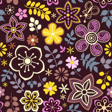 çiçekler, kuşlar ve kelebekler ile sorunsuz bir doku. Dikişsiz desen duvar kağıdı, desen dolgularını, web sayfası arka planı, yüzey dokuları için kullanılabilir. çok güzel sorunsuz çiçek arka plan