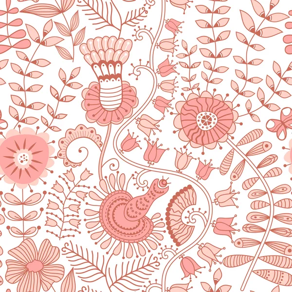 Naadloze textuur met bloemen, vogels en vlinders. naadloze patroon kan worden gebruikt voor behang, opvulpatronen, webpagina-achtergrond, oppervlakte texturen. prachtige naadloze floral achtergrond — Stockvector