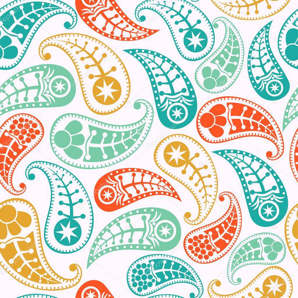 Seamless paisley texture for your design. Endless pattern with paisley.