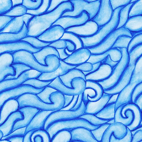 Sulu Boya Dikişsiz dalga paterni, çizilmiş dalgalar arka plan (lar