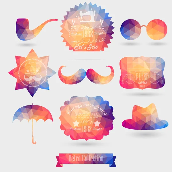 Fond vectoriel Hipster en motif géométrique. Étiquette rétro — Image vectorielle