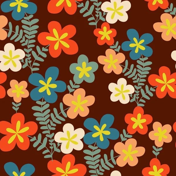 Motif floral sans couture coloré dans le style de dessin animé. Patt sans couture — Image vectorielle