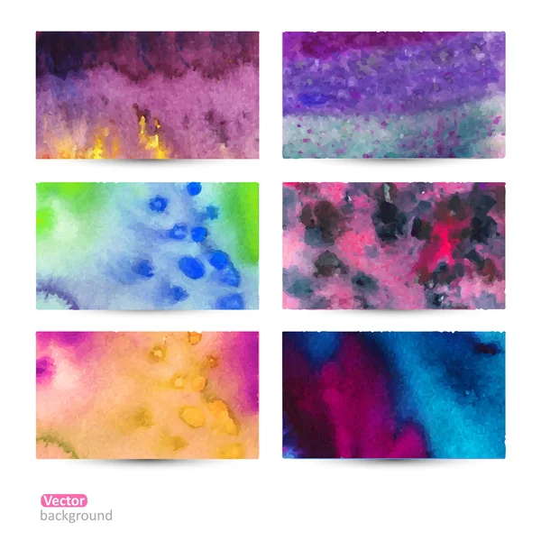 Vector set of six watercolor abstract hand drawn background,vect — Stock Vector