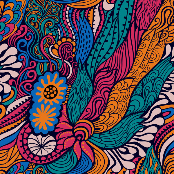 Vector seamless texture with abstract flowers. Endless backgroun