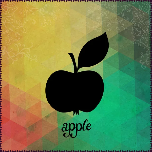 Apple silhouette on hipster background made of triangles with gr — Stock Vector