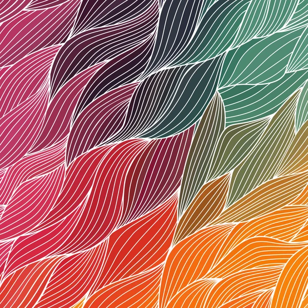 ベクトルの抽象的な手描きの波テクスチャ、波状の背景です。色 — ストックベクタ