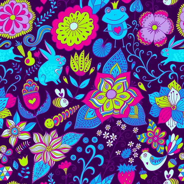 Vector romántico doodle textura floral. Copia ese cuadrado a la s — Vector de stock