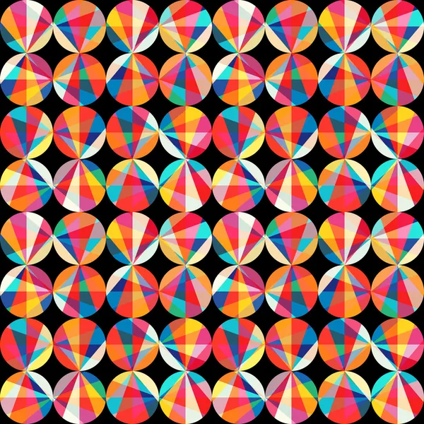 Vector geometric pattern of circles and triangles. Colored circl — Stock Vector