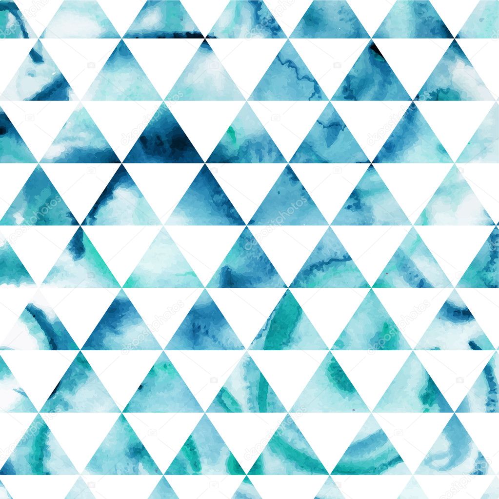 Vector watercolor triangles pattern. Modern hipster pattern. Col