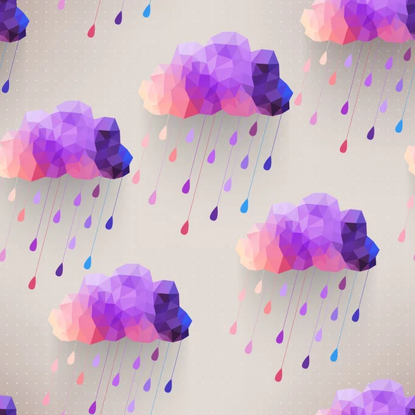 Modèle sans couture nuage rétro avec symbole de pluie, backgroun hipster — Image vectorielle