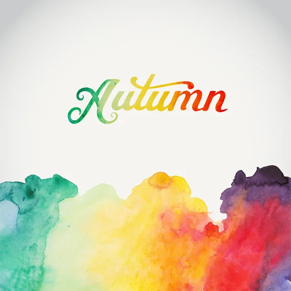 "Autumn "vector de letras acuarela. Abstracto dibujado a mano waterc — Vector de stock