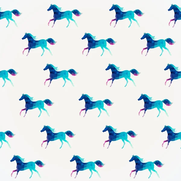 馬のシームレスなパターン。ベクトル。ベクトルの三角形の馬。抽象的な — ストックベクタ