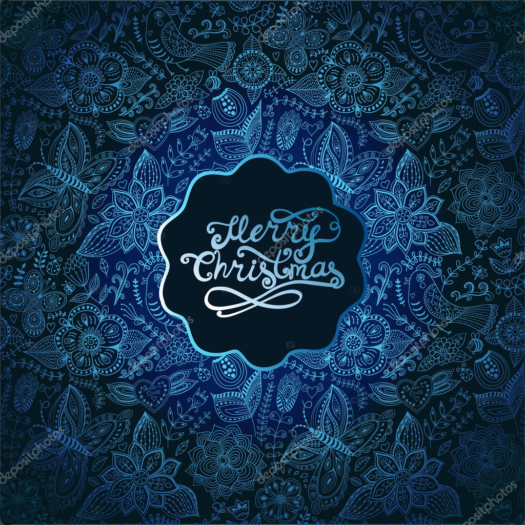 ベクトルの招待カード花とクリスマス レタリング テ ストックベクター C Markovka