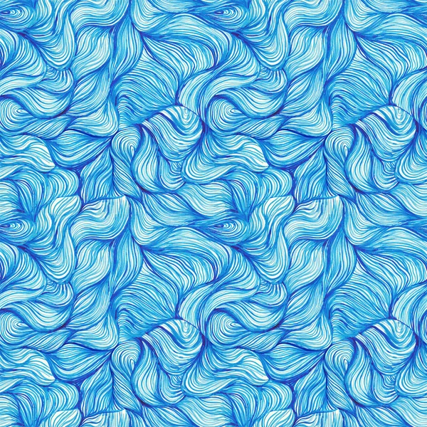 Watercolor seamless wave hand-drawn pattern, background (seamles — Stock Photo, Image