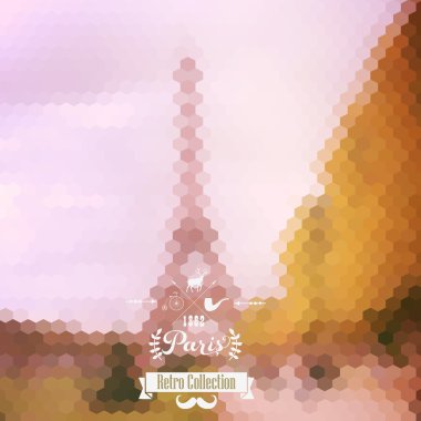 Vector view on Eiffel Tower, Paris, France. Blur background made vector