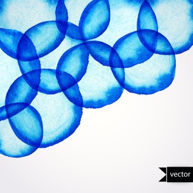 Vector round shapes watercolor ornament. Paints. Watercolor blu clipart